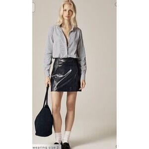 J.CREW Jules ruffle-collar shirt in striped cotton poplin Long Sleeve NWT Size00